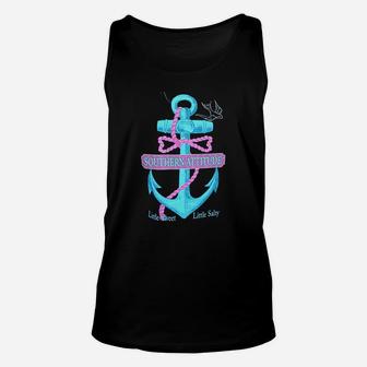 Southern Attitude Salty Anchor Navy Blue Unisex Tank Top - Seseable