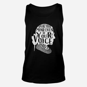 Speak Your Mind Even If Your Voice Shakes Quotes Feminist Unisex Tank Top - Seseable