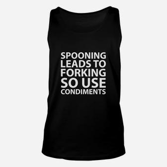 Spooning Leads To Forking Funny Food Lovers T-shirt Unisex Tank Top - Seseable