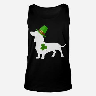 St Patrick Funny Leprechaun Dachshund Dog Shamrock Unisex Tank Top - Seseable