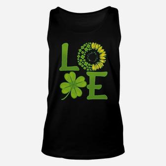 St Patricks Day Love Sunflower Lucky Leaf Unisex Tank Top - Seseable