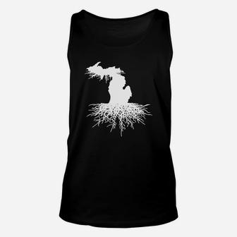 State Of Michigan Rooted Vector Roots Silhouette Unisex Tank Top - Seseable