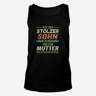 Stolzer Sohn Mutter Spruch Unisex TankTop in Schwarz, Familienmotiv Tee - Seseable