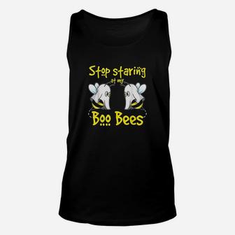 Stop Staring At My Boo Bees Funny Halloween Matching Couple Unisex Tank Top - Seseable