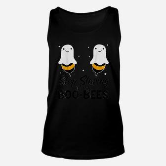 Stop Staring At My Boobees Unisex Tank Top - Seseable