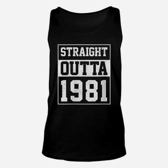 Straight Outta 1981 Funny Vintage Birthday Gift Unisex Tank Top - Seseable