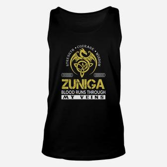 Strength Courage Wisdom Zuniga Blood Runs Through My Veins Name Shirts Unisex Tank Top - Seseable