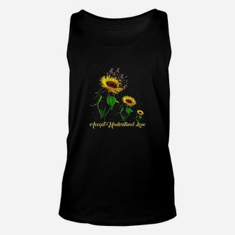 Sunflower Accept Understand Love Autism Awareness Month Gift Unisex Tank Top - Seseable