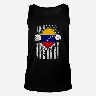 Super Venezuela Hearts American Flag Venezuelan Tshirt Unisex Tank Top - Seseable