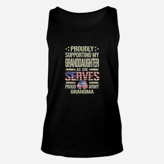 Support My Granddaughter As She Serves Proud Army Grandma Unisex Tank Top - Seseable