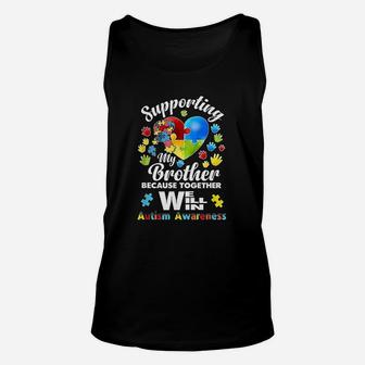 Supporting My Brother Puzzle Autism Awareness Month Unisex Tank Top - Seseable