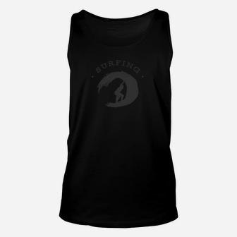 Surfer Silhouette Herren Unisex TankTop, Grafik Tee in Schwarz - Seseable