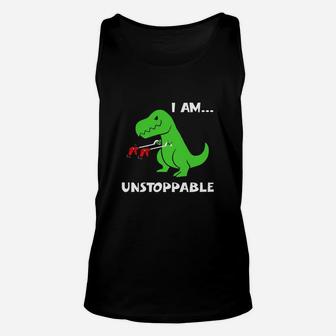 T-rex Dinosaur I Am Unstoppable Unisex Tank Top - Seseable