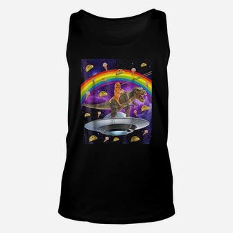 Taco Kitty Rainbow Laser Eye T Rex Riding Space Cat Unisex Tank Top - Seseable