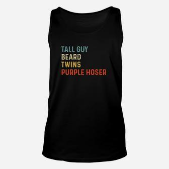 Tall Guy Beard Twins Purple Hoser Vintage Unisex Tank Top - Seseable