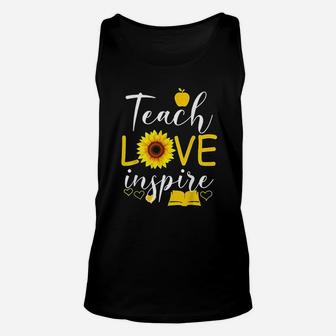 Teach Love Inspire Sunflower Teacher Funny Gift Unisex Tank Top - Seseable