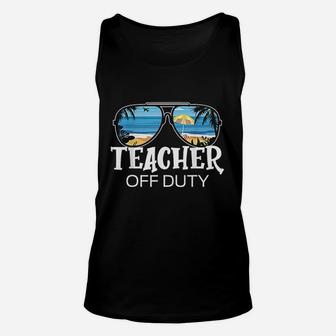 Teacher Off Duty Sunglasses Palm Tree Beach Sunset Unisex Tank Top - Seseable