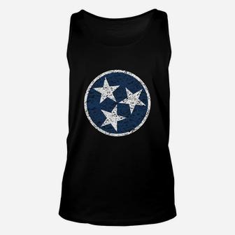 Tennessee Flag Symbol - Blue Distressed T-shirt Unisex Tank Top - Seseable