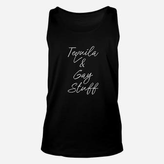 Tequila And Gay Stuff Funny Gay Pride Gay Mexican Unisex Tank Top - Seseable