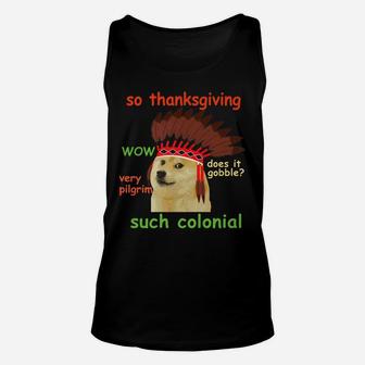 Thanksgiving Doge Meme Funny Shinu Iba Dog Top Unisex Tank Top - Seseable