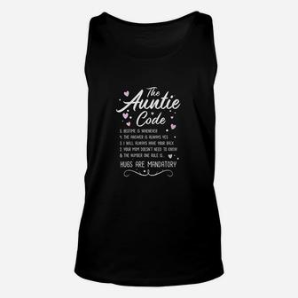 The Auntie Code Best Aunt Sister Niece Nephew Funny Gift Unisex Tank Top - Seseable