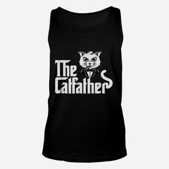 The Catfather Funny Cat Dad Tuxedo Cat Papa Unisex Tank Top - Seseable