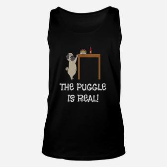 The Puggle Is Real Funny Dog Pun Taco Unisex Tank Top - Seseable