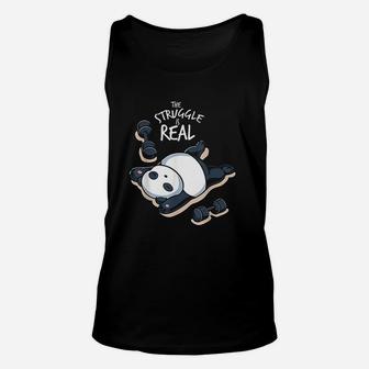 The Struggle Is Real Funny Gym Workout Panda Unisex Tank Top - Seseable