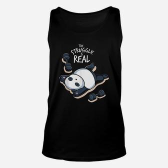 The Struggle Is Real Funny Gym Workout Panda Unisex Tank Top - Seseable