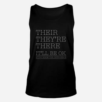 Their They Are There Grammar Funny English Teacher Gift Unisex Tank Top - Seseable