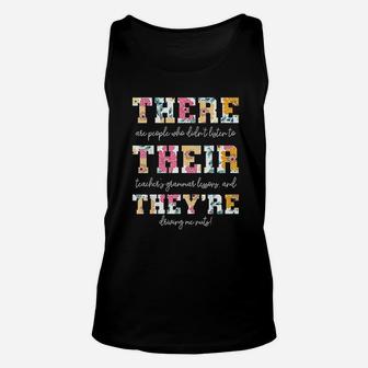 There Their Theyre English Grammar Teacher Funny Quotes Unisex Tank Top - Seseable