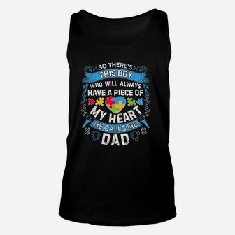 Theres This Boy He Calls Me Dad Autism Awareness Unisex Tank Top - Seseable