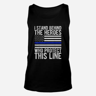 Thin Blue Line Flag Police Hero Law Enforcement Support Unisex Tank Top - Seseable