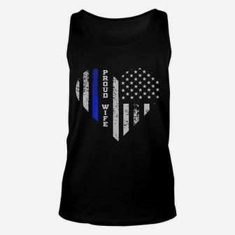 Thin Blue Line Heart Wife Of Police Proud Usa Unisex Tank Top - Seseable