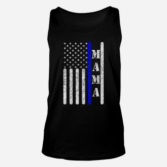 Thin Blue Line Mama Vintage Police American Flag Gift Unisex Tank Top - Seseable