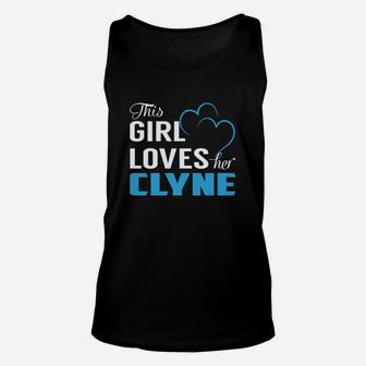 This Girl Loves Her Clyne Name Shirts Unisex Tank Top - Seseable