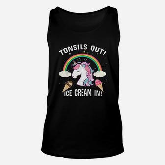 Tonsils Out Ice Cream In Post Surgery Unicorn Get Well Gift Unisex Tank Top - Seseable