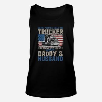Truck Driver Gift Trucker Daddy Husband Us Flag Unisex Tank Top - Seseable