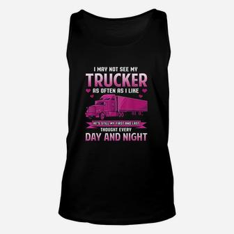 Trucker Wife Funny Gift Trucker Girlfriend Trucking Unisex Tank Top - Seseable