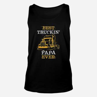 Trucking Papa Slogan Semi Big Rig Truck Driver Dad Saying Unisex Tank Top - Seseable