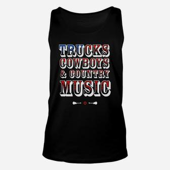 Trucks Cowboys And Country Music American Flag Unisex Tank Top | Seseable CA