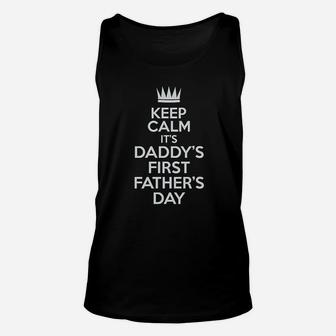 Tstars Keep Calm Its Daddys First Fathers Day Baby Unisex Tank Top - Seseable
