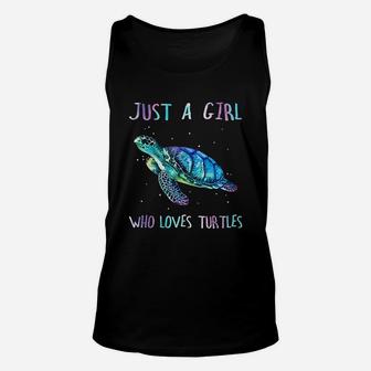 Turtle Watercolor Sea Ocean Just A Girl Who Loves Turtles Unisex Tank Top - Seseable