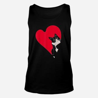Tuxedo Cat Valentine Heart For Kitten And Animal Lovers Unisex Tank Top - Seseable