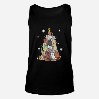 Ugly Christmas Cat Tree Unisex Tank Top - Seseable