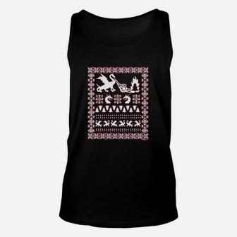 Ugly Christmas Sweater With Dragons Unisex Tank Top - Seseable