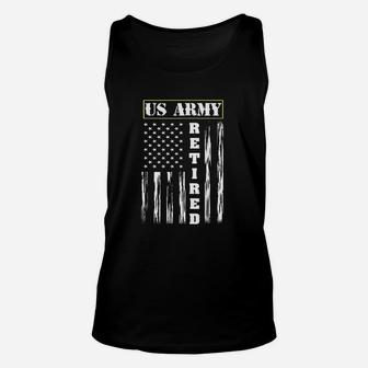 Us Army Retired Distressed American Flag Unisex Tank Top - Seseable