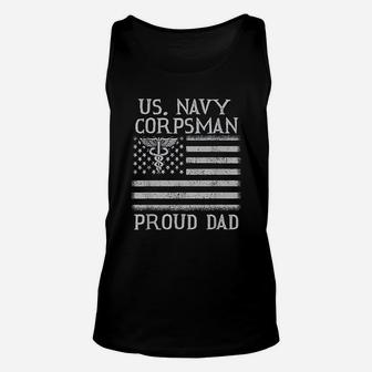 Us Navy Corpsman Proud Dad Awesome Gift Unisex Tank Top - Seseable