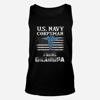 Us Navy Corpsman Proud Grandpa Awesom Unisex Tank Top - Seseable