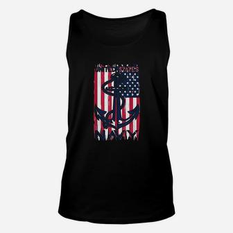 Us Navy Flag With Anchor For Navy Veterans And Soldiers Unisex Tank Top - Seseable